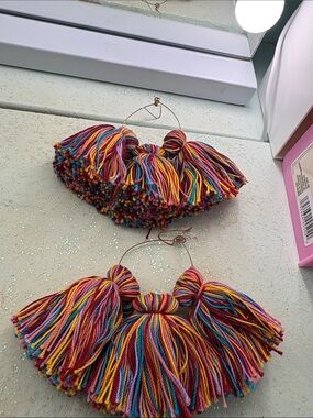 Colorful Multicolor Tassel Statement Earrings